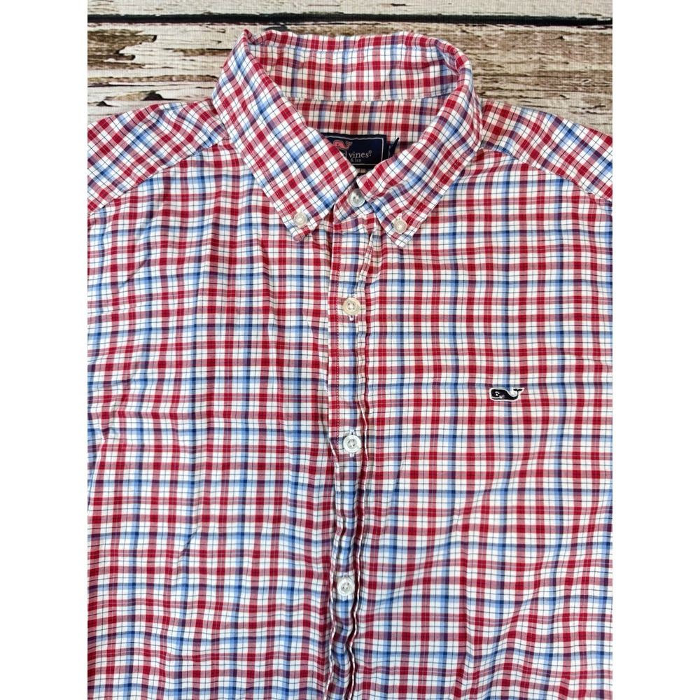 Vineyard Vines Classic Fit Murray Button‎ Down Shirt Medium L/S Red White Blue